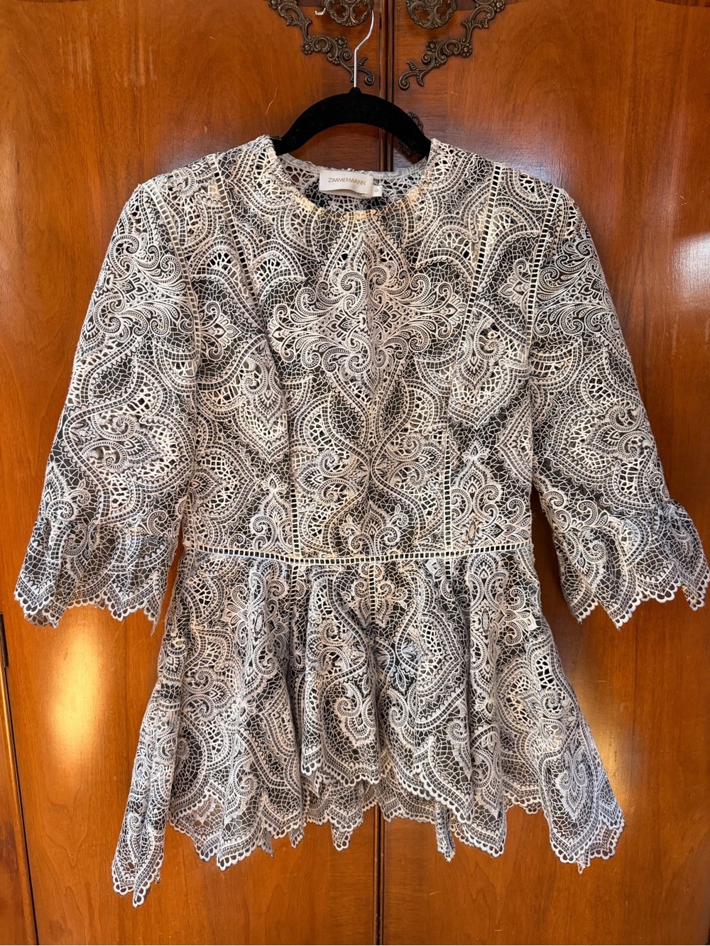 Zimmermann Gray Lace Peplum Blouse - Picture 3 of 4